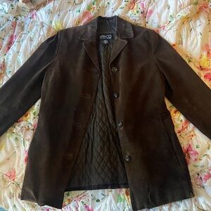 New York & Co Vintage Brown Genuine Suede Leather Jacket
